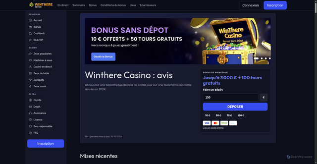 Security scan screenshot of https://winthere1.fr/