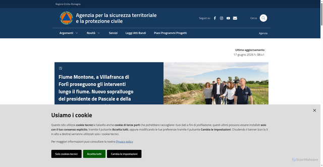 Security scan screenshot of https://protezionecivile.regione.emilia-romagna.it