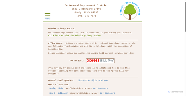 Security scan screenshot of https://cottonwoodimprovement.gov/