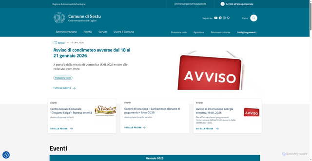 Security scan screenshot of https://comune.sestu.ca.it/