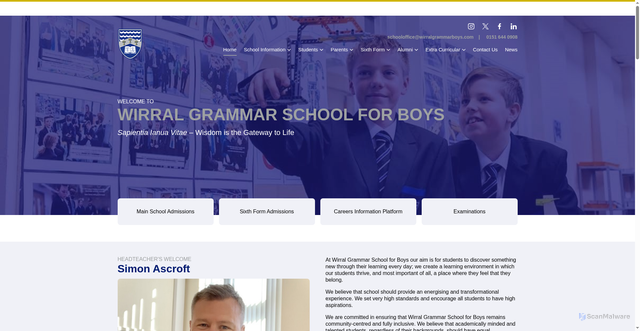 Security scan screenshot of https://www.wirralgrammarboys.com/
