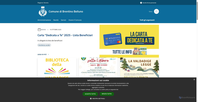 Security scan screenshot of https://www.comune.brentino.vr.it/it