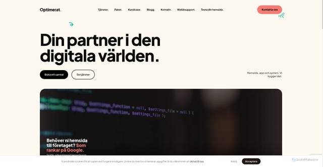 Security scan screenshot of https://optimerat.se