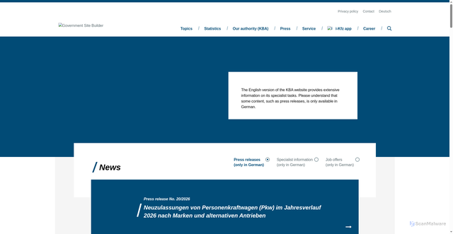 Security scan screenshot of http://www.kba.de