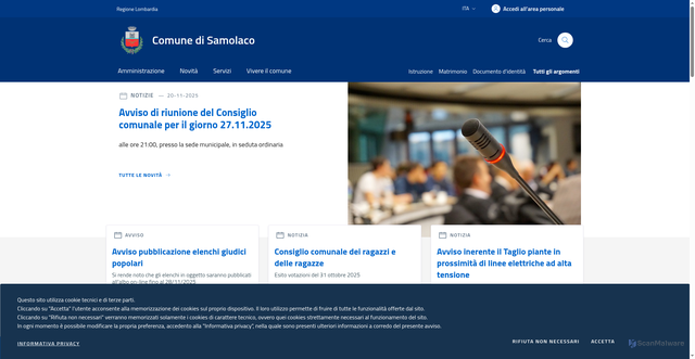 Security scan screenshot of https://www.comune.samolaco.so.it/