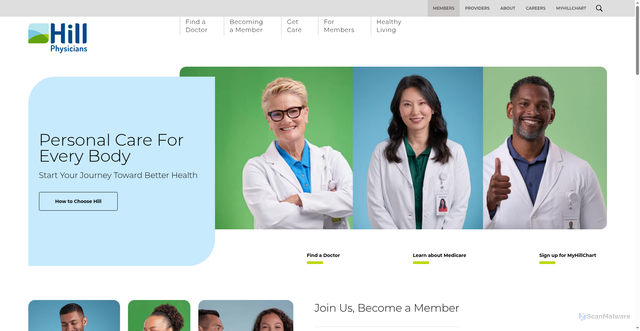 Security scan screenshot of https://www.hillphysicians.com