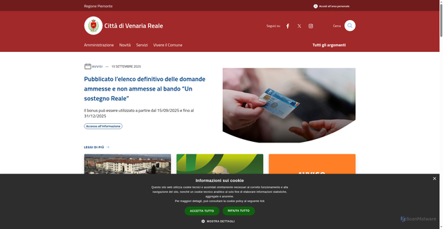 Security scan screenshot of https://www.comune.venariareale.to.it/it