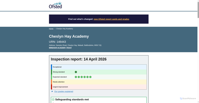 Security scan screenshot of https://reports.ofsted.gov.uk/provider/23/146443