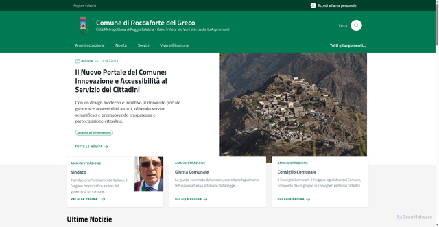 Security scan screenshot of https://comune.roccafortedelgreco.rc.it/