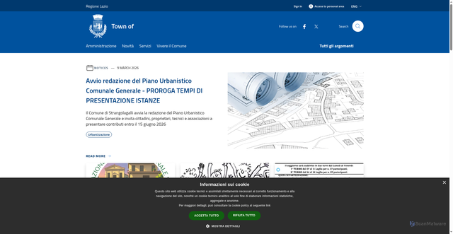 Security scan screenshot of https://www.comunedistrangolagalli.it