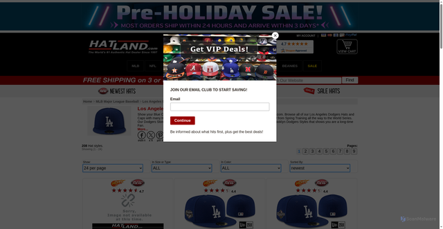 Security scan screenshot of https://www.hatland.com/mlb-hats/los-angeles-dodgers-hats/