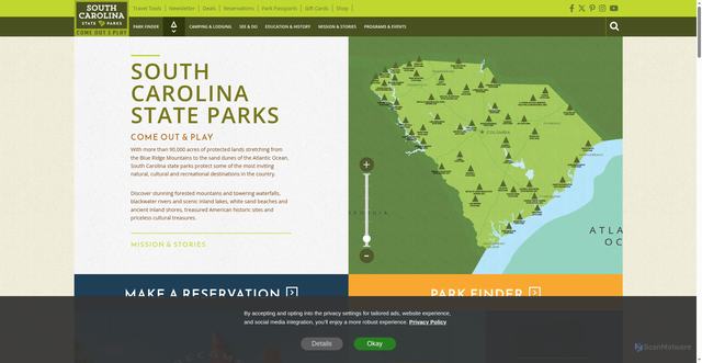 Security scan screenshot of https://southcarolinaparks.com/