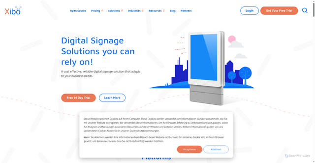 Security scan screenshot of https://xibosignage.com