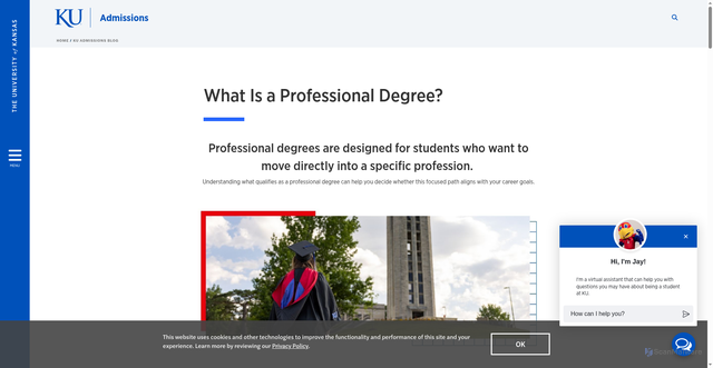 Security scan screenshot of https://admissions.ku.edu/blog/what-is-a-professional-degree