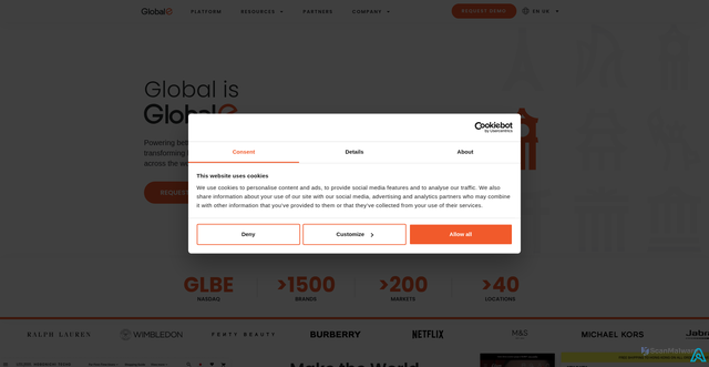 Security scan screenshot of https://www.global-e.com