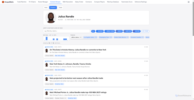 Security scan screenshot of https://hoopsmatic.com/content-stream/players/julius-randle.html