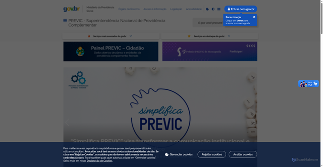 Security scan screenshot of https://www.gov.br/previc/pt-br