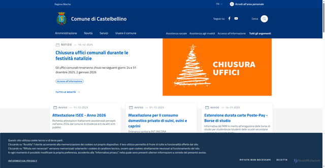 Security scan screenshot of https://www.comune.castelbellino.an.it/