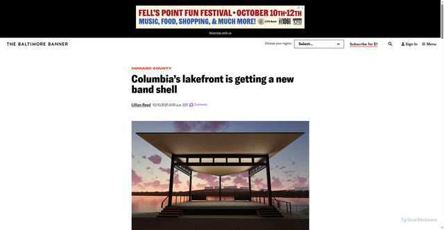 Security scan screenshot of https://www.thebanner.com/culture/music/columbia-lakefront-band-shell-kittamaqundi-BUVOZQ57BRDXDFYDSKH3Y7J3LI/