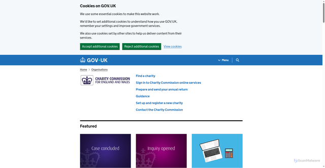 Security scan screenshot of https://www.gov.uk/government/organisations/charity-commission