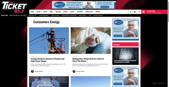 Security scan screenshot of https://wbckfm.com/tags/consumers-energy/