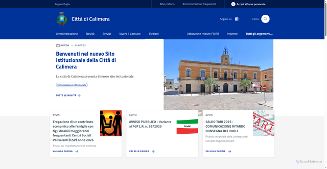 Security scan screenshot of https://www.comune.calimera.le.it/