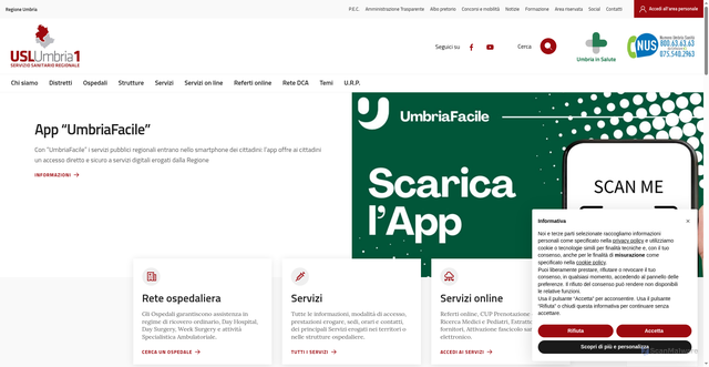 Security scan screenshot of https://www.uslumbria1.it/