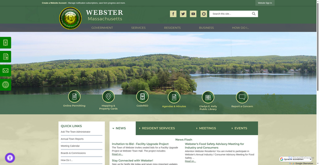 Security scan screenshot of https://webster-ma.gov/