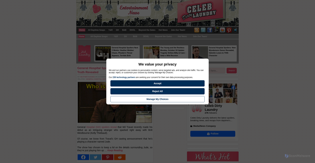 Security scan screenshot of https://celebdirtylaundry.com