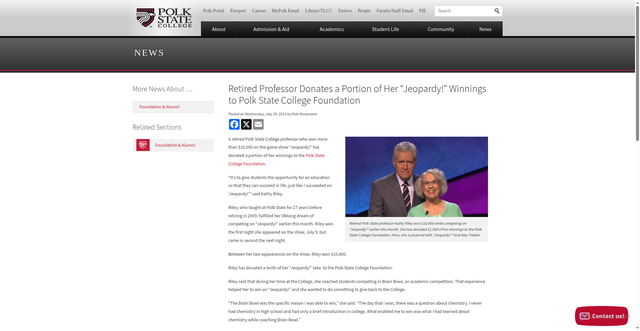 Security scan screenshot of https://www.polk.edu/news/retired-professor-donates-a-portion-of-her-jeopardy-winnings-to-polk-state-college-foundation/