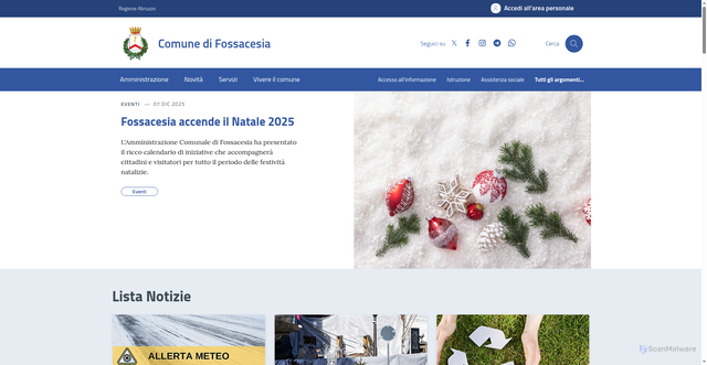 Security scan screenshot of https://comune.fossacesia.ch.it/