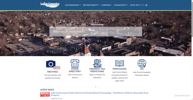 Security scan screenshot of https://lakecountyin.gov/