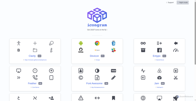 Security scan screenshot of https://icongr.am