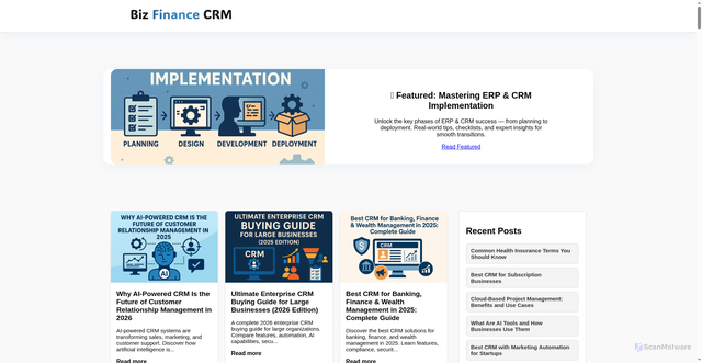 Security scan screenshot of https://bizfinancecrm.com/