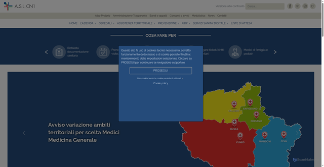 Security scan screenshot of https://www.aslcn1.it/