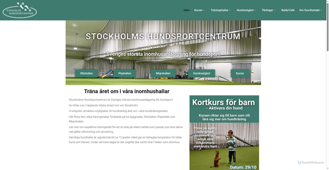 Security scan screenshot of https://stockholmshundsportcentrum.se
