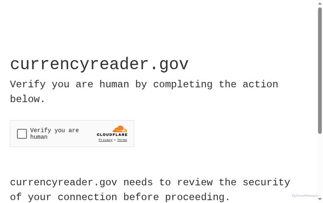 Security scan screenshot of https://currencyreader.gov/