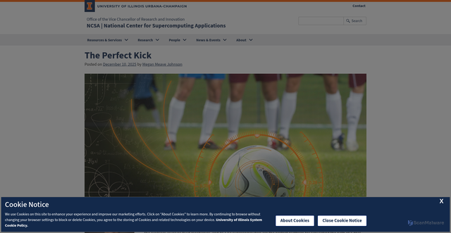 Security scan screenshot of https://www.ncsa.illinois.edu/2025/12/10/the-perfect-kick/