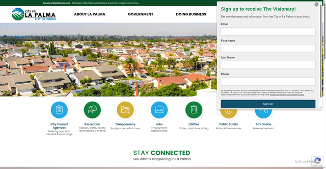 Security scan screenshot of https://lapalmaca.gov/
