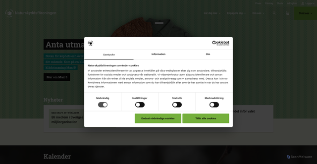 Security scan screenshot of https://naturskyddsforeningen.se