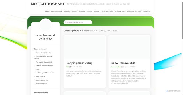 Security scan screenshot of https://moffatttownship.gov/
