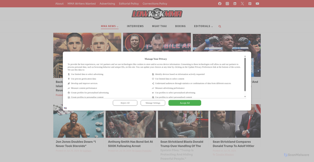 Security scan screenshot of https://lowkickmma.com