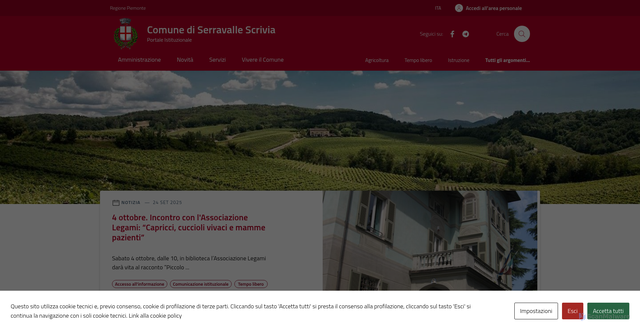 Security scan screenshot of https://comune.serravalle-scrivia.al.it/
