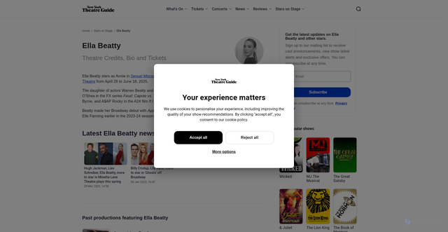 Security scan screenshot of https://www.newyorktheatreguide.com/stars-on-stage/ella-beatty