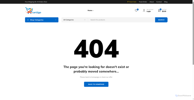 Security scan screenshot of https://cart2go.shop/product-category/smartphone/att/