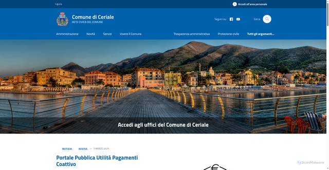 Security scan screenshot of https://www.comune.ceriale.sv.it/