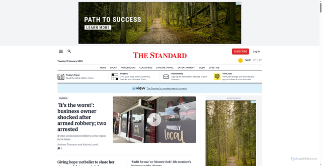 Security scan screenshot of https://www.standard.net.au