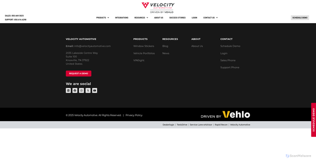 Security scan screenshot of https://velocityengage.com
