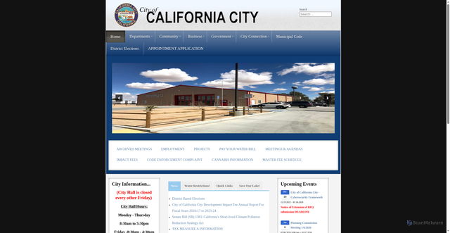 Security scan screenshot of http://californiacity-ca.gov/