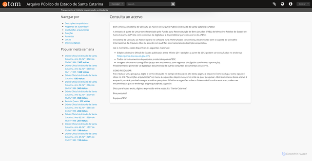 Security scan screenshot of https://acervo.arquivopublico.sc.gov.br